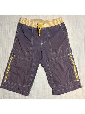 Mini Boden Boys Gray Cargo Shorts With Yellow Accents & Drawstring Waist - Size